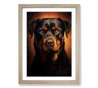 Rottweiler Digital Framed Wall Art Print, Ready to Hang Picture for Living Room Bedroom Home Office, Oak A2 (48 x 66 cm)