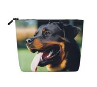 Rottweiler Dog (1) Printed Fake Hemp Makeup Bag â€“ Travel Toiletry Organizer, Daily Storage, Business Trip Essential