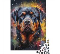 Rottweiler Dog 1000 Piece Jigsaw Puzzle Paper for Adults Artistic Graffiti Style Focus Relaxation Home 38x26cm/1000pcs