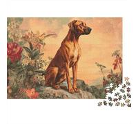 Rottweiler Dog 1000 Piece Recycled Cardboard Vintage Botanical Illustration Puzzle, Concentration Training, Personalised Gift, Wall Decor & After-School Fun 52x38cm/1000pcs