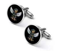 Rottweiler Dog Angels-Wings Fashion Cufflinks for Men Classic Shirts Cuff Links Set for Wedding Business 1.7cm