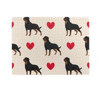 Rottweiler Dog Colorful Heart,500 Pieces Puzzles for Adults-Wooden Jigsaw Puzzle for Adults Elderly