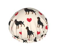 Rottweiler Dog Colorful Heart,Shower Cap Nightcap Double Layer Waterproof Elastic Bath Cap Reusable Hair Cap