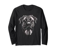 Rottweiler Dog Drawing Sketch Stencil-Style Artwork Rotty Long Sleeve T-Shirt