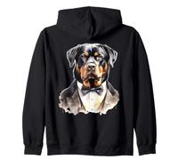 Rottweiler Dog in Tuxedo Zip Hoodie