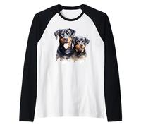 Rottweiler Dog Portraits Raglan Baseball Tee