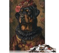 Rottweiler Dog Puzzle Jigsaws 500 Pieces for Adults Wooden Puzzles Family Fun Jigsaws Puzzles 500pcs (52x38cm)