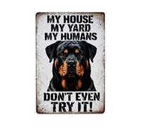 Rottweiler Dog Warning Sign Poster Metal Tin Sign Vintage Wall Decor Poster, Ideal for Home Office Living Room Bar Man Cave, 8x12 Inch