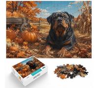 Rottweiler Dog with Pumpkins and Autumn Leave Jigsaw Puzzle, 1000 Piece | For a calm Advent activity, this adult jigsaw puzzle with 1000 pieces offers a classic activity for Christmas.