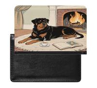 Rottweiler Dogs Passport Holder PU Leather Passport Wallet Cute Passport Cover Case Portable Credit Card Organizer Beautiful Travel Document Organizer for Women Men