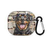 Rottweiler Dogs Tongue Head Bluetooth Earbuds Case Cover Full Body Shockproof Protection Hard Case Support Wireless Charging with Keychain Personalized Gift for AirPods 3