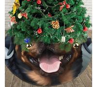 Rottweiler Dogs Tongue Head Christmas Tree Skirt 30" Plush Soft Artificial Tree Mat Cover Merry Christmas Xmas Tree Skirt for Christmas Decoration Holiday Indoor Outdoor Winter Party Decor