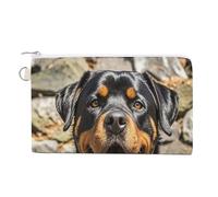 Rottweiler Dogs Tongue Head Coin Purse Mini Change Wallet Portable Change Purse Cute Canvas Coin Wallet Bag with Zipper for Men & Women