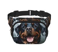Rottweiler Dogs Tongue Head Fanny Pack For Women Waterproof Adjustable Belt Bags Waist Pack Fashion Casual Crossbody Bags Bum Bag For Running Workout Hiking Traveling, Black, One Size