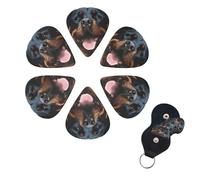 Rottweiler dogs tongue head Guitar Picks 6 Pack 3 Different Thickness Celluloid Guitar Plectrums with Guitar Pick Holder Personalized Guitar Pick for Acoustic Guitar, Electric Guitar, Bass