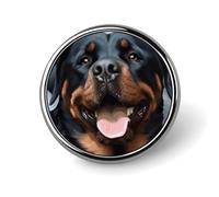 Rottweiler Dogs Tongue Head Lapel Pin Badge Round Metal Button Pin Personalized Novelty Pinback Button Badges Funny Recognition Enamel Pins Novelty Cute Cartoon Brooch Pin for Jacket Bag Coat
