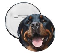 Rottweiler Dogs Tongue Head Lapel Pins Round Metal Brooch Badge Cute Tie Tack Pin for Hats, Clothing, Bags Unique Fashion Accessories Gift for Men & Women, white, 1PCS