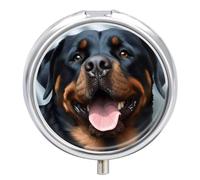 Rottweiler Dogs Tongue Head Pill Box Cute Medicine Organizer Travel Pillbox Waterproof Portable Pill Container Holder to Hold Vitamins Medication Fish Oil and Supplements
