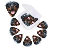 Rottweiler dogs tongue head Print Guitar Picks 12 Pack Guitar Plectrums with Storage Box Bass Picks For Acoustic Guitar Bass Electric Ukulele Includes 0.46mm, 0.71mm, 0.96mm