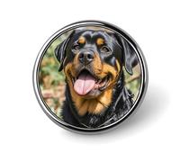 Rottweiler Dogs Tongue Head Round Badge Personalized Metal Lapel Pin Badges Fit Clothing Bags Hat Humorous Printed Brooch Badge Party Decorations Accessories for Men Women