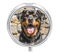 Rottweiler Dogs Tongue Head Small Pill Box 3 Grids Travel Pill Case Portable Daily Pill Organizer with Anti-Mixing Design Easy to Retrieve Meds for Medication, Vitamin, Supplements