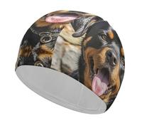 Rottweiler Dogs Tongue Head Swim Cap Unisex Adult Swimming Cap Non Slip Pool Hat Comfortable Durable Easy to Put On and Off Waterproof Swim Hat Keep Hair Dry