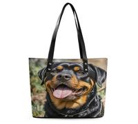 Rottweiler Dogs Tongue Head Tote Bag Large Soft Leather Purse with Zipper Lightweight Ladies Shoulder Handbag