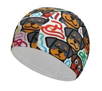 Rottweiler Doodle Swim Cap High Elasticity Anti Slip Waterproof Comfortable Swim Hat Bathing Cap for Men Women
