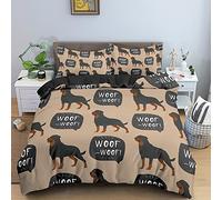 Rottweiler Duvet Cover Sets Bedding Set Single Size - 135x200cm Animal Dog Rottweiler Super Soft Anti Allergic Duvet Set, Easy Care and Breathable Microfiber Covers With 2 Pillowcase