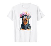 Rottweiler Flower Crown Portrait Artwork Pet Gift T-Shirt