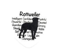 ROTTWEILER FRIDGE MAGNET - dog silhouette in black on white ceramic heart shaped fridge magnet with dog's characteristics in background. Great gift/present idea for dog lover.