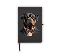 Rottweiler Gentleman Noble Pet Art Portrait Notebook, Blank Pages, Faux Leather Cover, Planner, Journal, Workbook