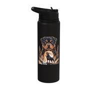 Rottweiler Howling at Full Moon Forest Night Stainless Steel Insulated Water Bottle