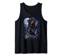 Rottweiler Howling at the Moon 90s Fantasy Art Tank Top