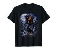 Rottweiler Howling at the Moon 90s Fantasy Art Value Graphic T-Shirt