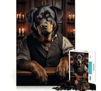 Rottweiler in The Bar 1000 Piece Jigsaw Puzzles for Teenagers Jigsaw Wise Think Toy Relax Time Clear Cut Festival Gift (38x52cm)