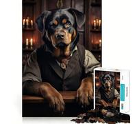 Rottweiler in The Bar Teenagers 1000 Piece Jigsaw Puzzle Logic Boost Toy Indoor Fun Premium Edge Memorable Gift (50x75cm)