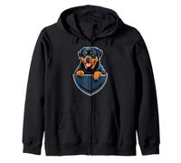 Rottweiler in the Chest Pocket Dog Owners Zip Hoodie
