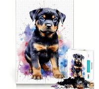 Rottweiler in Watercolor 1000 Piece Jigsaw Puzzle for Teenagers Strong Logic Toy Serene Time Clear Edge Creative Gift (50x75cm)