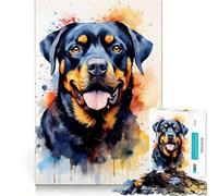Rottweiler in Watercolor 1000 Piece Jigsaws for Adults Puzzle Boost Recall Anxiety Relief Accurate Edge Xmas Surprise (38x26cm)