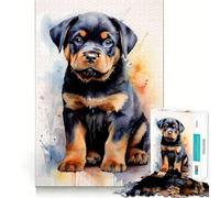 Rottweiler in Watercolor 1000 Pieces Jigsaw Puzzles for Adults Fine Logic Toy Leisure Time Neat Edge Art Collectible (38x52cm)