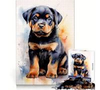 Rottweiler in Watercolor 1000 Pieces Jigsaw Puzzles for Adults Fine Logic Toy Leisure Time Neat Edge Art Collectible (38x52cm)