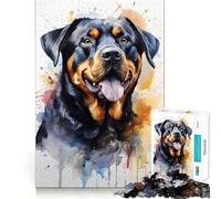 Rottweiler in Watercolor Hard Jigsaw Puzzle for Adults 1000 Pieces Intellect Toy Cozy Time Quality Cut (50x75cm)