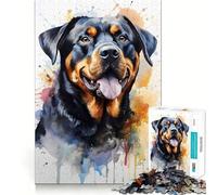 Rottweiler in Watercolor Hard Jigsaw Puzzle for Adults 1000 Pieces Intellect Toy Cozy Time Quality Cut (38x26cm)