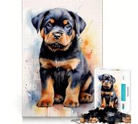 Rottweiler in Watercolor Jigsaw Puzzles 1000 Pieces for Adults Boost Memory Peaceful Fun Premium Cut Memorable Gift (50x75cm)