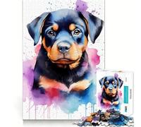 Rottweiler in Watercolor Jigsaw Puzzles 1000 Pieces for Adults Memory Gain Anxiety Relief Design Assembly Artistic Gift (38x52cm)