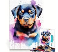 Rottweiler in Watercolor Jigsaw Puzzles 1000 Pieces for Adults Memory Gain Anxiety Relief Design Assembly Artistic Gift (50x75cm)