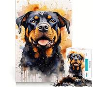 Rottweiler in Watercolor Jigsaw Puzzles 1000 Pieces for Teenagers Logic Train Toy Leisure Fun Smooth Cut (38x52cm)