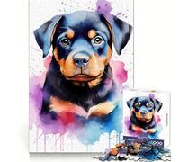 Rottweiler in Watercolor Jigsaw Puzzles for Adults1000 Pieces Improve Memory Relax Mind Sharp Edge Art Collection Piece (38x26cm)