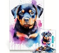 Rottweiler in Watercolor Jigsaw Puzzles for Adults1000 Pieces Improve Memory Relax Mind Sharp Edge Art Collection Piece (38x26cm)